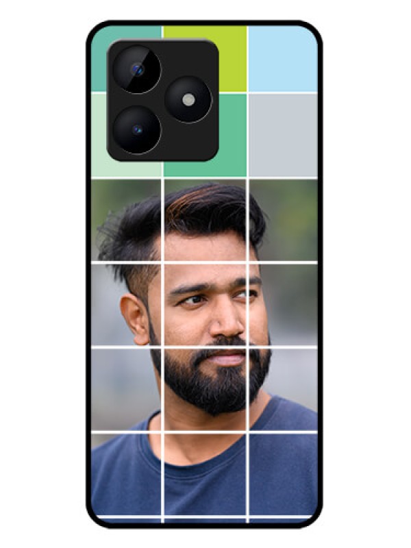 Custom Realme C53 Custom Metal Phone CaseWith White Box Pattern