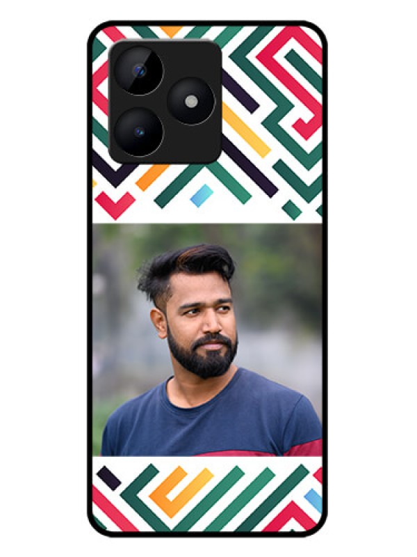 Custom Realme C53 Custom Metal Phone CaseColorful Maze Pattern Design