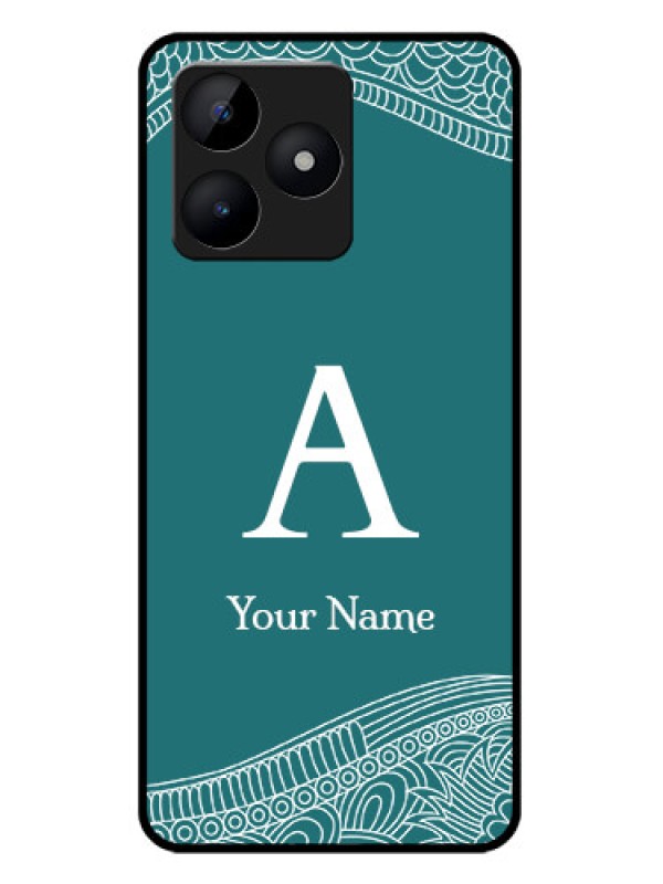 Custom Realme C53 Custom Metal Phone CaseLine Art Pattern With Custom Name Design