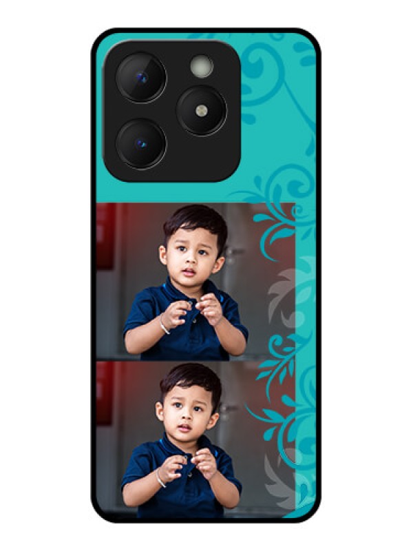 Custom Realme C63 Custom Metal Phone Case - With Photo And Green Floral Design