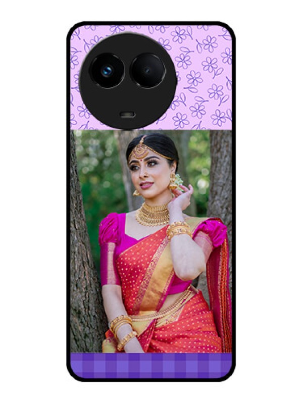 Custom Realme C67 5G Custom Metal Phone Case - Purple Floral Design