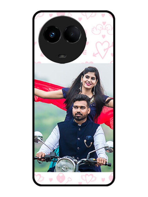 Custom Realme C67 5G Custom Metal Phone Case - Pink Flying Heart Design