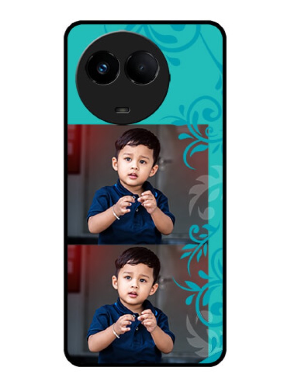 Custom Realme C67 5G Custom Metal Phone Case - With Photo And Green Floral Design