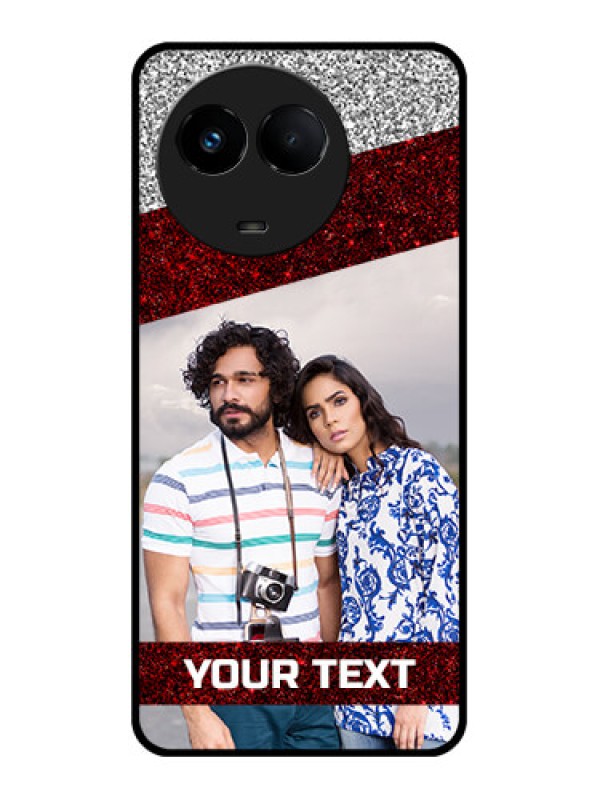 Custom Realme C67 5G Custom Metal Phone Case - Image Holder With Glitter Strip Design