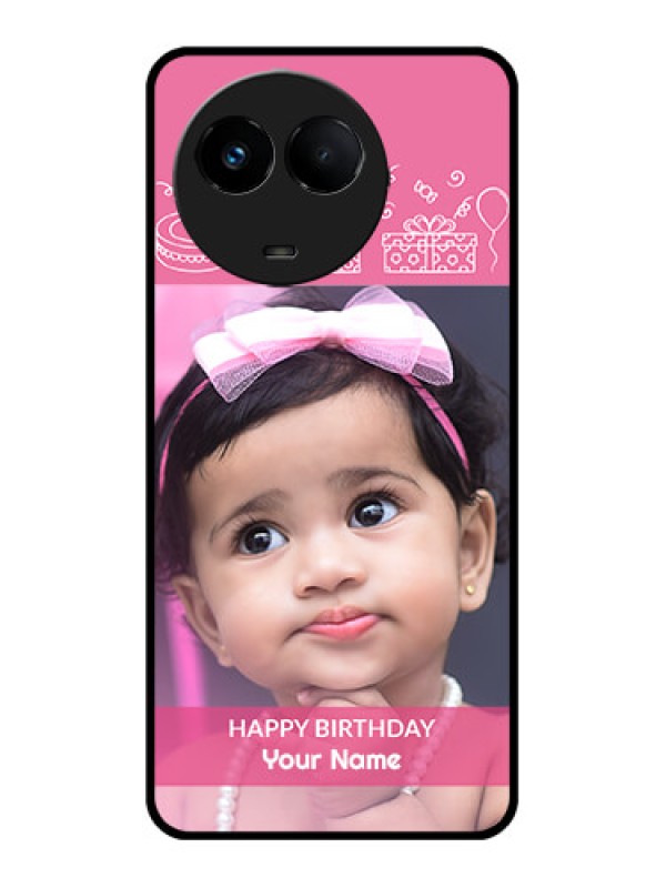 Custom Realme C67 5G Custom Metal Phone Case - With Birthday Line Art Design