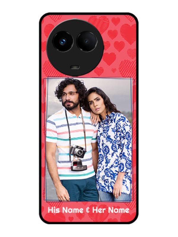Custom Realme C67 5G Custom Metal Phone Case - With Red Heart Symbols Design