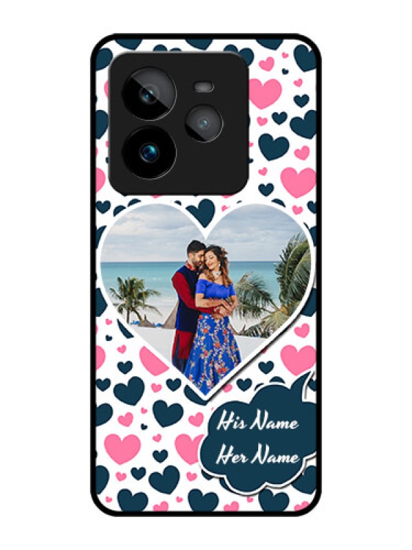 Custom Realme GT 7 Pro Custom Metal Phone CasePink and Blue Heart Design