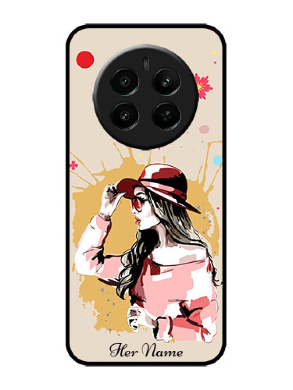 Custom Realme Narzo 70 5G Custom Metal Phone Case - Women With Pink Hat Design
