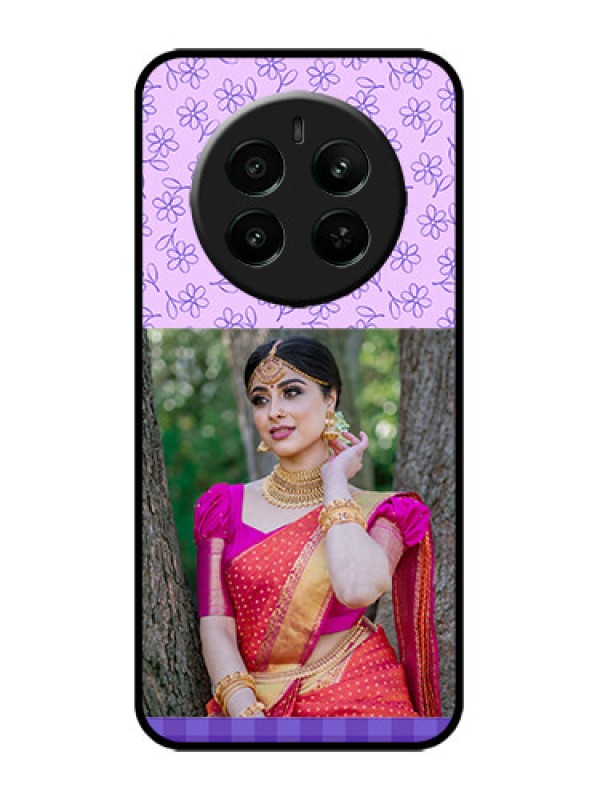 Custom narzo 70 Pro 5G Custom Metal Phone Case - Purple Floral Design