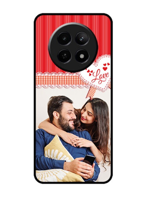 Custom narzo 70X 5G Custom Metal Phone Case - Red Love Pattern Design