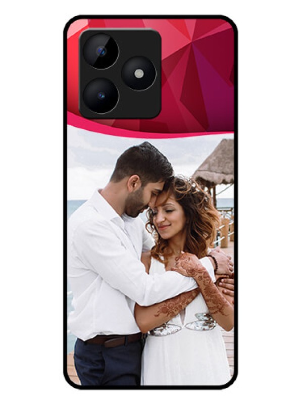 Custom narzo N53 Custom Metal Phone Case - Red Abstract Design