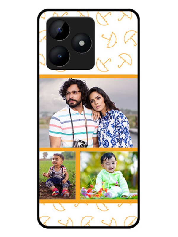 Custom narzo N53 Custom Metal Phone Case - Yellow Pattern Design
