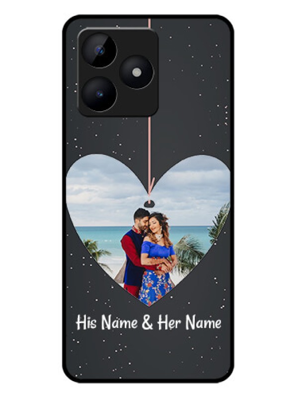Custom narzo N53 Custom Metal Phone Case - Hanging Heart Design