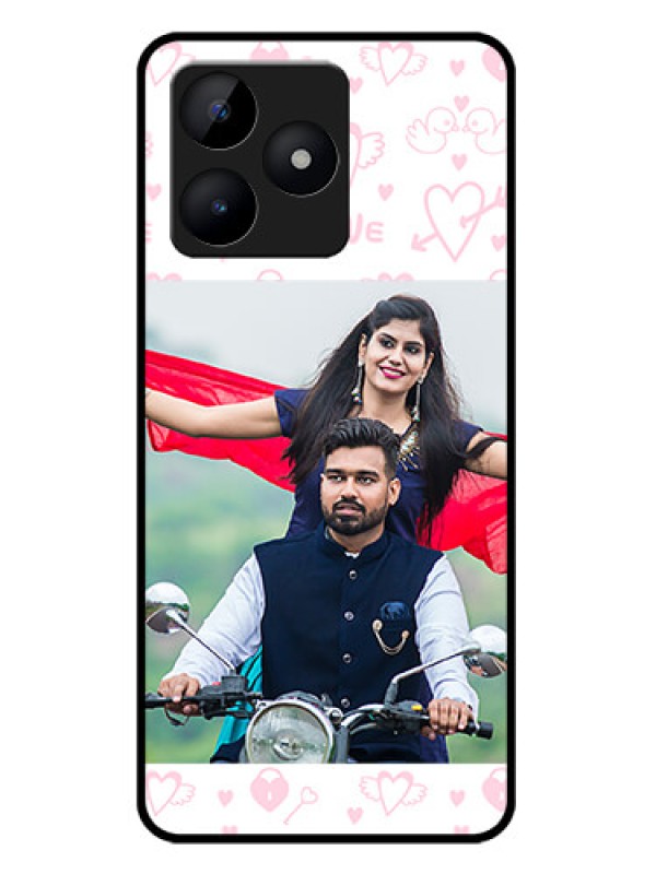 Custom narzo N53 Custom Metal Phone Case - Pink Flying Heart Design