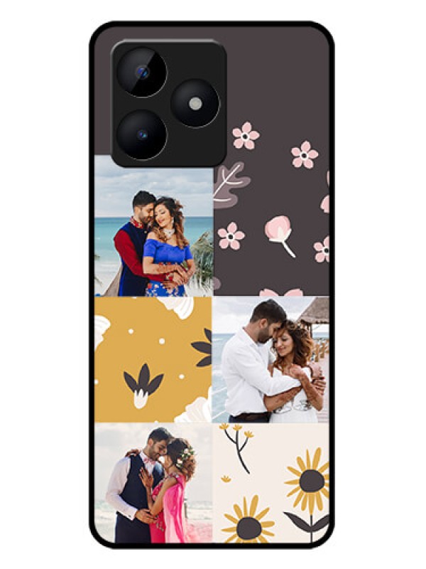 Custom narzo N53 Custom Metal Phone Case - 3 Images With Floral Design