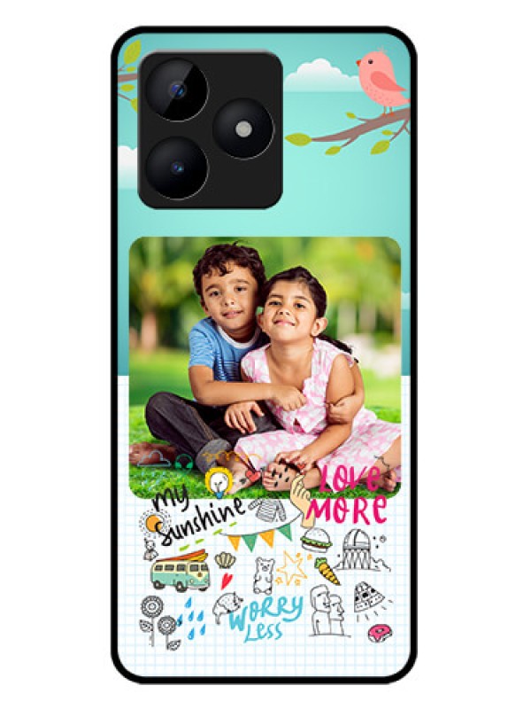 Custom narzo N53 Custom Metal Phone Case - Doodle Love Design