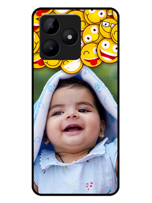 Custom narzo N53 Custom Metal Phone Case - With Smiley Emoji Design