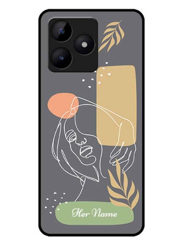 Custom narzo N53 Custom Metal Phone Case - Gazing Woman Line Art Design