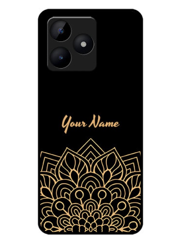 Custom narzo N53 Custom Metal Phone Case - Golden Mandala Design