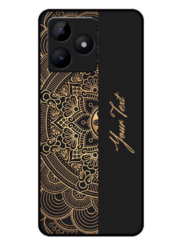 Custom narzo N53 Custom Metal Phone Case - Mandala Art With Custom Text Design