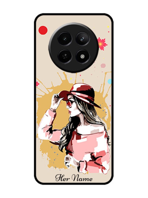 Custom narzo N65 5G Custom Metal Phone Case - Women With Pink Hat Design