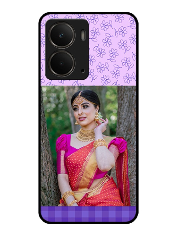 Custom Realme P3 5G Custom Metal Phone Case - Purple Floral Design