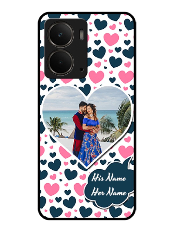 Custom Realme P3 5G Custom Metal Phone Case - Pink and Blue Heart Design