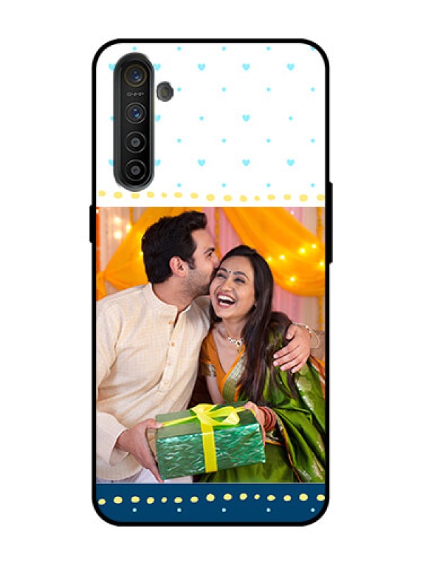 Custom Realme XT Custom Metal Phone Case - White And Blue Abstract Design