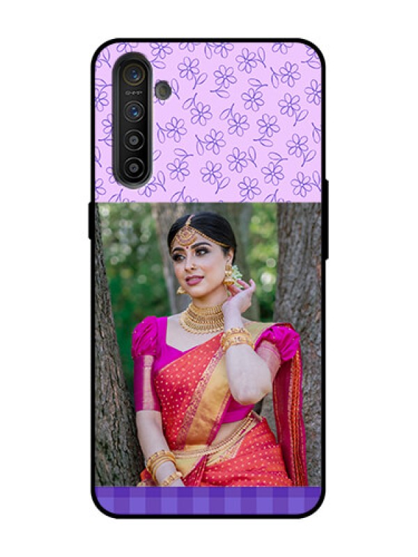 Custom Realme XT Custom Metal Phone Case - Purple Floral Design