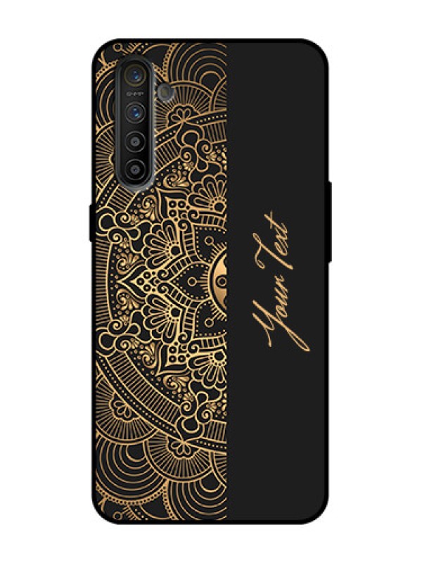Custom Realme XT Custom Metal Phone Case - Mandala Art With Custom Text Design