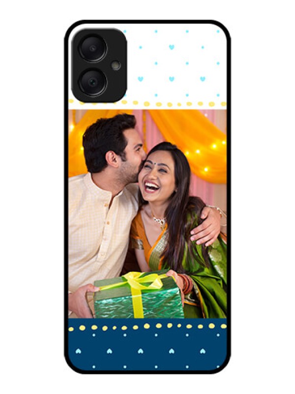 Custom Galaxy A05 Custom Metal Phone CaseWhite And Blue Abstract Design
