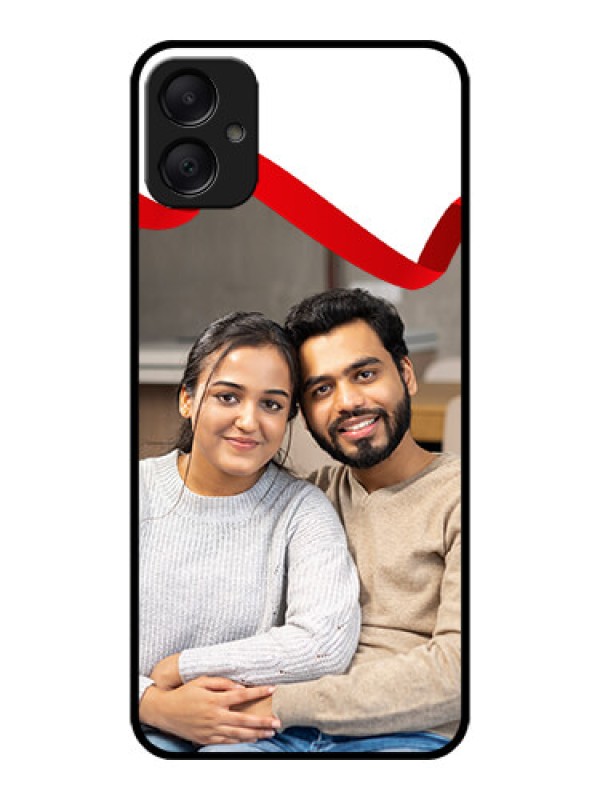 Custom Galaxy A05 Custom Metal Phone CaseRed Ribbon Frame Design