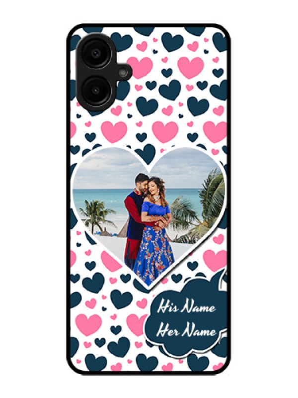 Custom Galaxy A06 Custom Metal Phone CasePink and Blue Heart Design