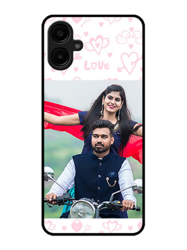 Custom Galaxy A06 Custom Metal Phone CasePink Flying Heart Design