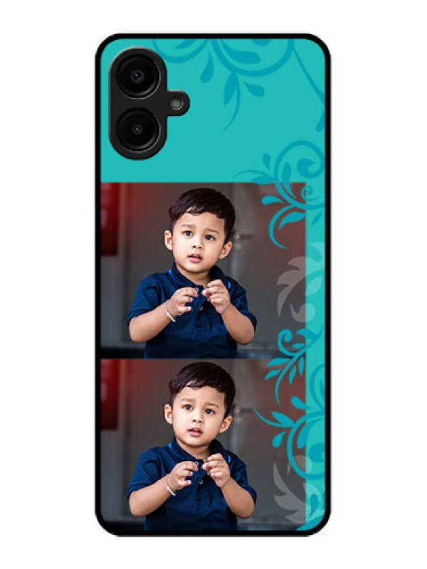 Custom Galaxy A06 Custom Metal Phone CaseWith Photo And Green Floral Design