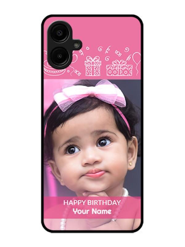 Custom Galaxy A06 Custom Metal Phone CaseWith Birthday Line Art Design
