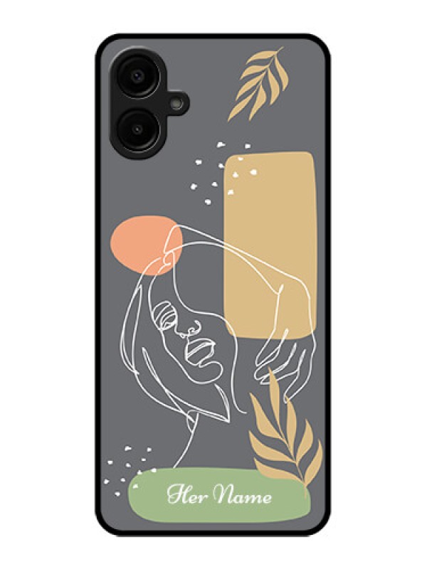 Custom Galaxy A06 Custom Metal Phone CaseGazing Woman Line Art Design