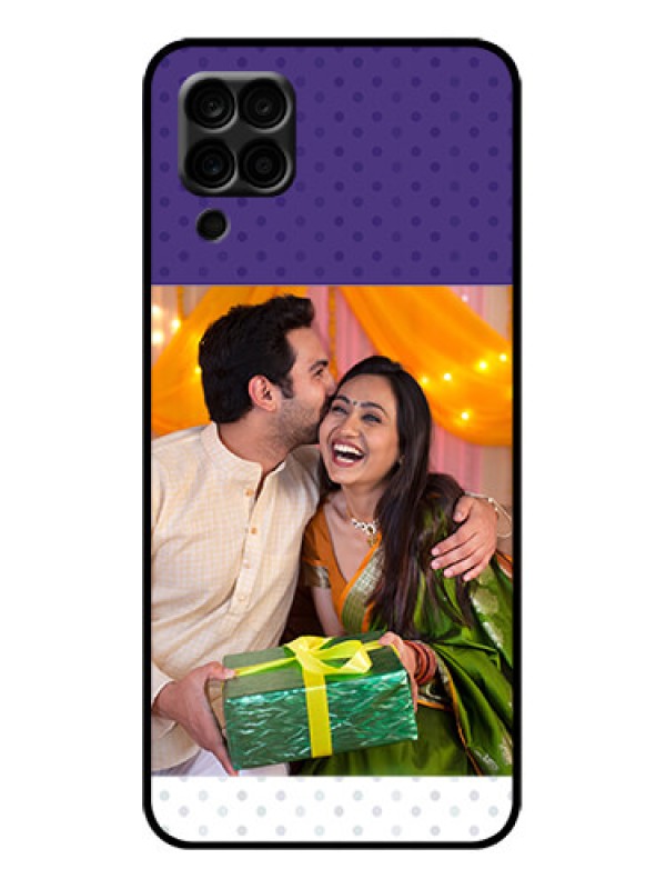 Custom Galaxy A12 Custom Metal Phone Case - Violet Colored Pattern Design