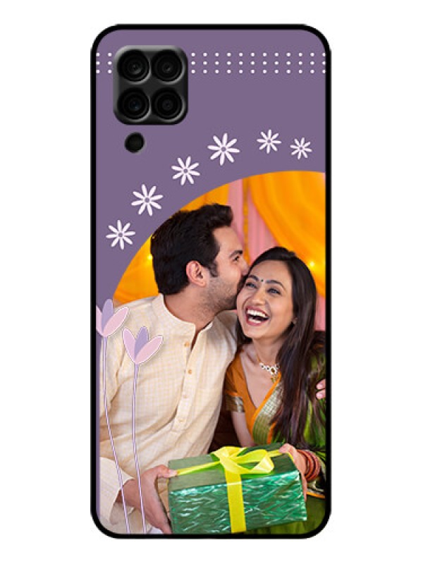 Custom Galaxy A12 Custom Metal Phone Case - Lavender Flowers Design