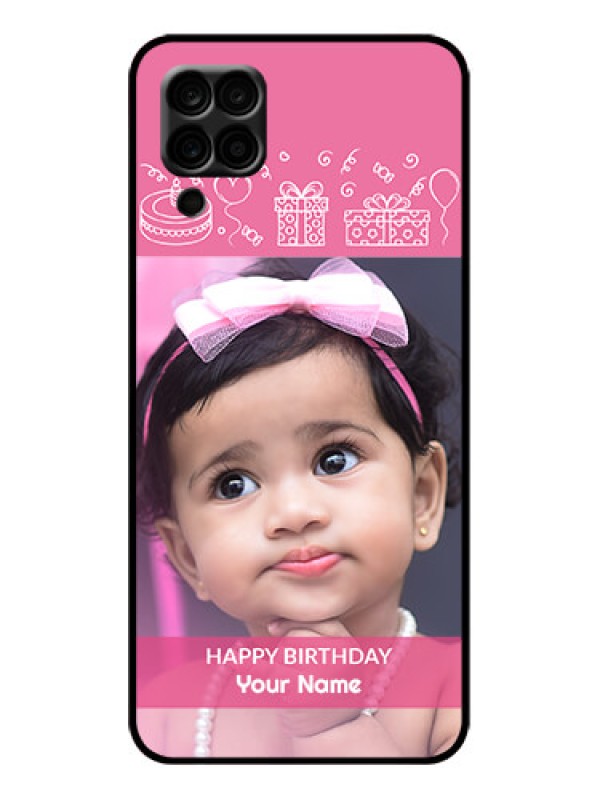 Custom Galaxy A12 Custom Metal Phone Case - With Birthday Line Art Design