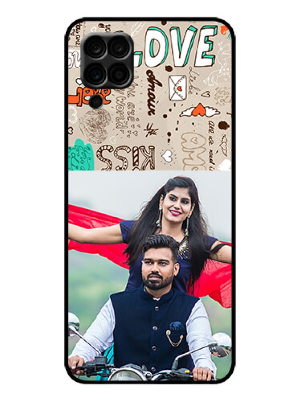 Custom Galaxy A12 Custom Metal Phone Case - Love Doodle Pattern
