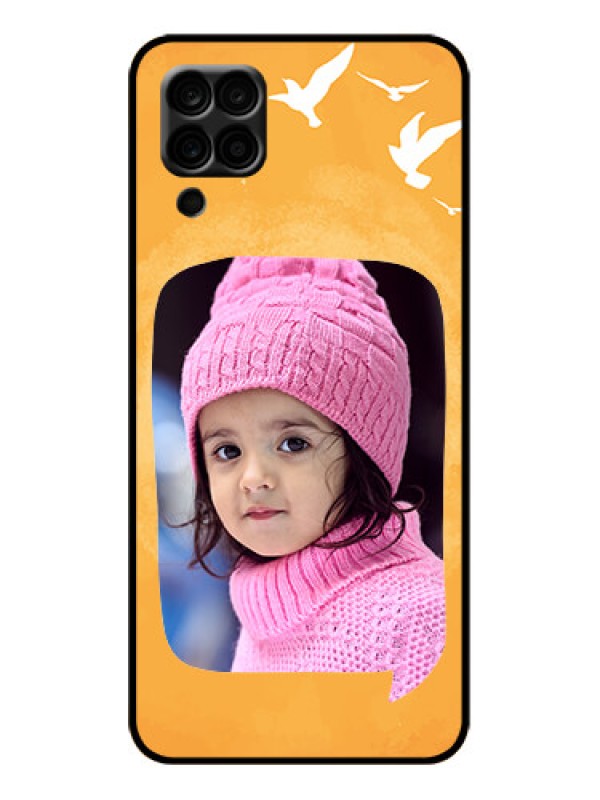 Custom Galaxy A12 Custom Metal Phone Case - Water Color Design With Bird Icons