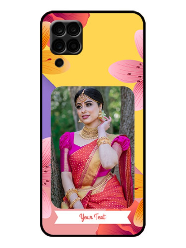Custom Galaxy A12 Custom Metal Phone Case - 3 Image With Vintage Floral Design