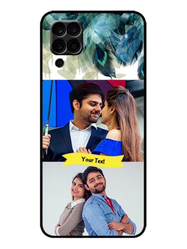 Custom Galaxy A12 Custom Metal Phone Case - Image With Boho Peacock Feather Design