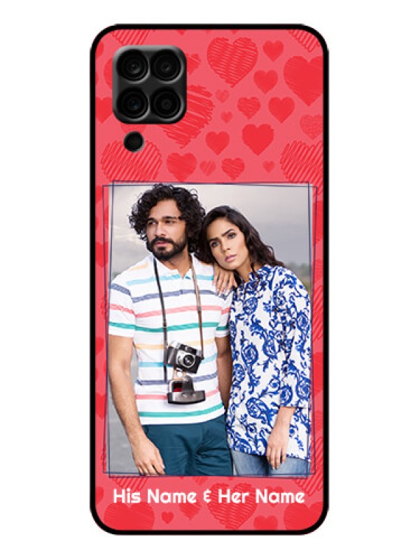 Custom Galaxy A12 Custom Metal Phone Case - With Red Heart Symbols Design