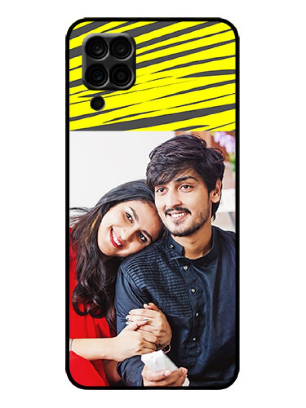 Custom Galaxy A12 Custom Metal Phone Case - Yellow Abstract Design