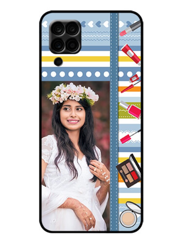 Custom Galaxy A12 Custom Metal Phone Case - Makeup Icons Design