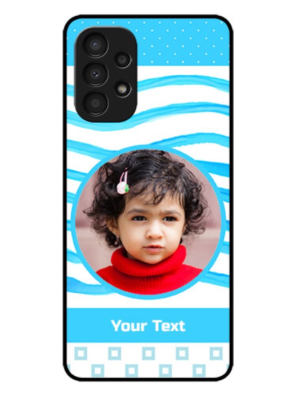 Custom Galaxy A13 Custom Metal Phone CaseSimple Blue Case Design