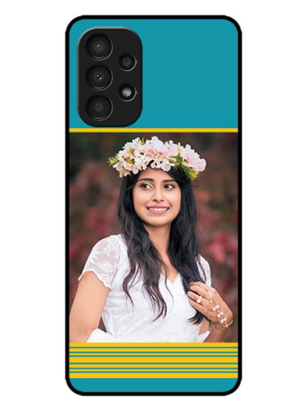 Custom Galaxy A13 Custom Metal Phone CaseYellow and Blue Design
