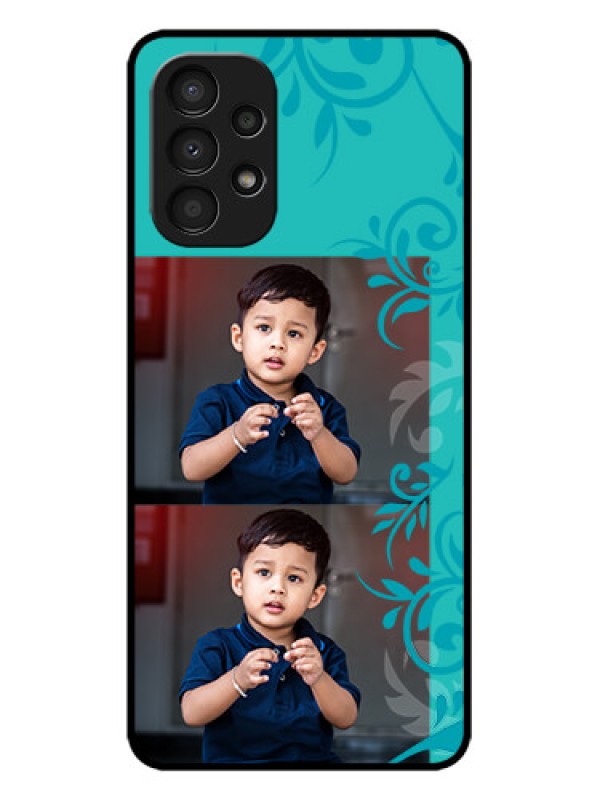 Custom Galaxy A13 Custom Metal Phone CaseWith Photo And Green Floral Design